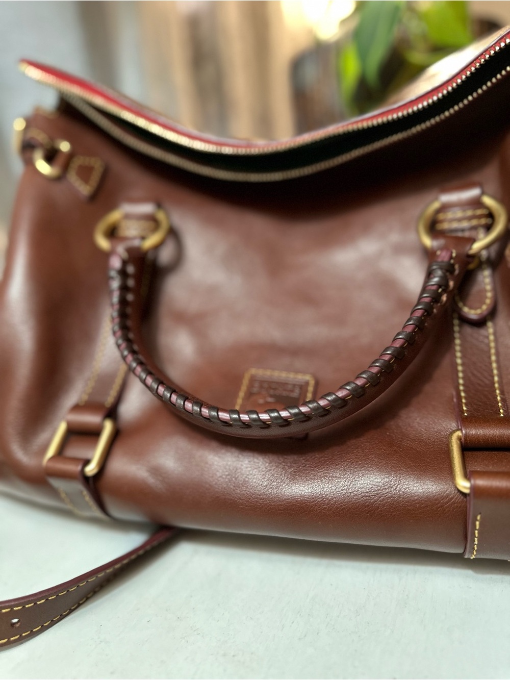 Chestnut Dooney & Bourke Florentine Leather Satchel NWT - Picture 13 of 13